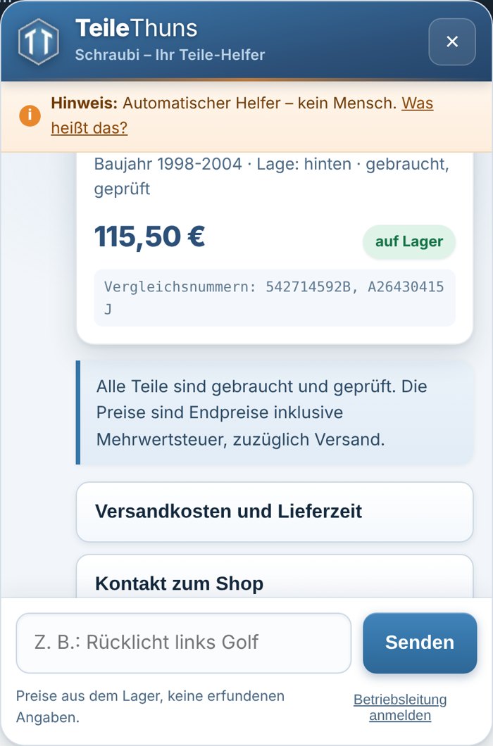 Ergebnis mit Preis und Lagerstand